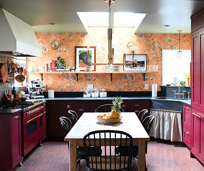 Custom Color Cabinets in Bold Eclectic Kitchen