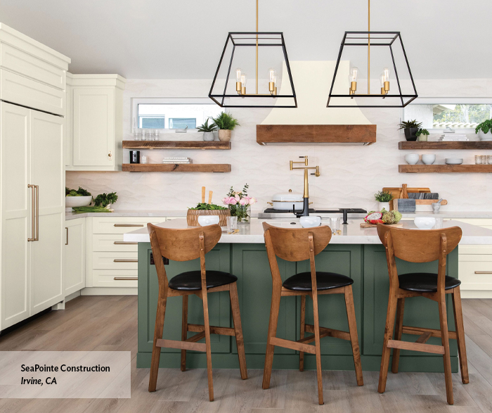 Green Cabinets in Transitional Kitchen