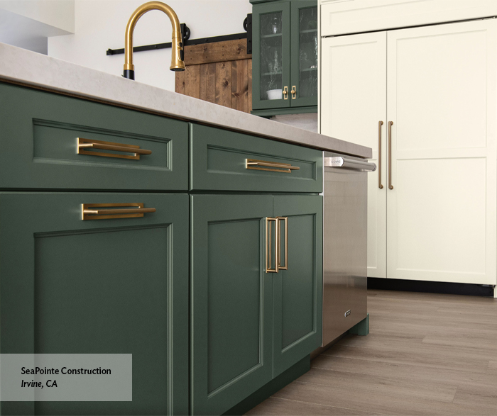 Green Cabinets in Transitional Kitchen