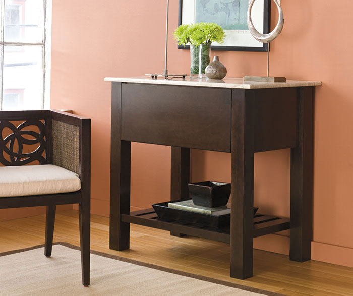 Contemporary console cabinet in Cherry Truffle finish